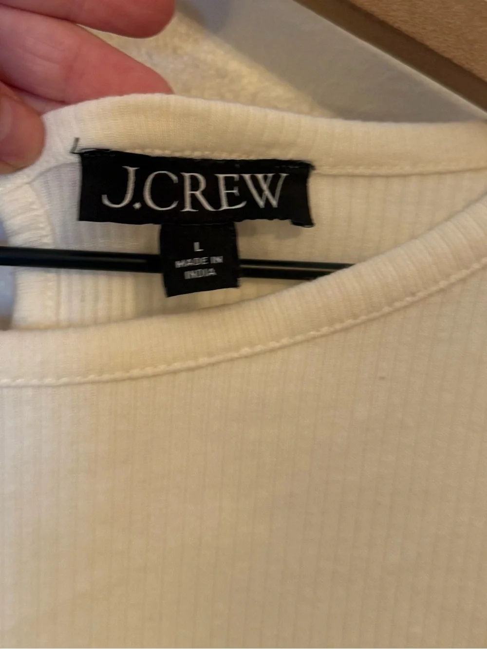 J. Crew Ruffle-trim eyelet top‎ in vintage rib
